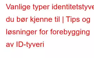 Vanlige typer identitetstyveri du bør kjenne til | Tips og løsninger for forebygging av ID-tyveri