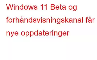 Windows 11 Beta og forhåndsvisningskanal får nye oppdateringer