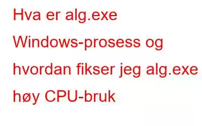 Hva er alg.exe Windows-prosess og hvordan fikser jeg alg.exe høy CPU-bruk